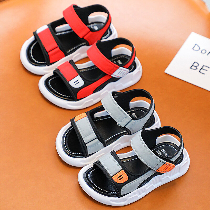 Sandália infantil Baotou, versão coreana, fundo macio antiderrapante, sapatos de praia para bebês meninos, pequeno, médio e grande, 2022