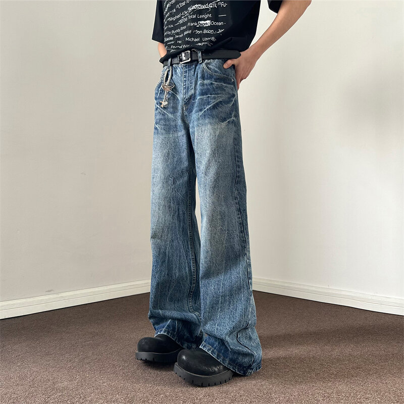 2024 amerykańskich główna ulica modne spodnie przypadkowe luźne porwane jeansy uliczne