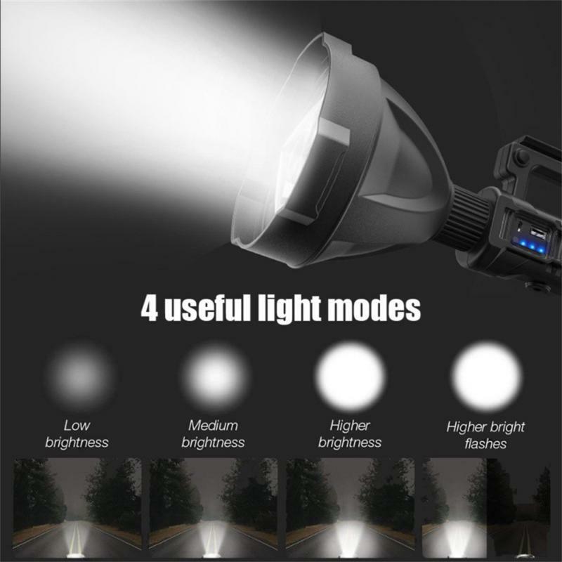 Rechargeable Spotlight High Lumens Super Bright Flashlight with 4 Modes IPX5 Waterproof Large Searchlight with Tripod