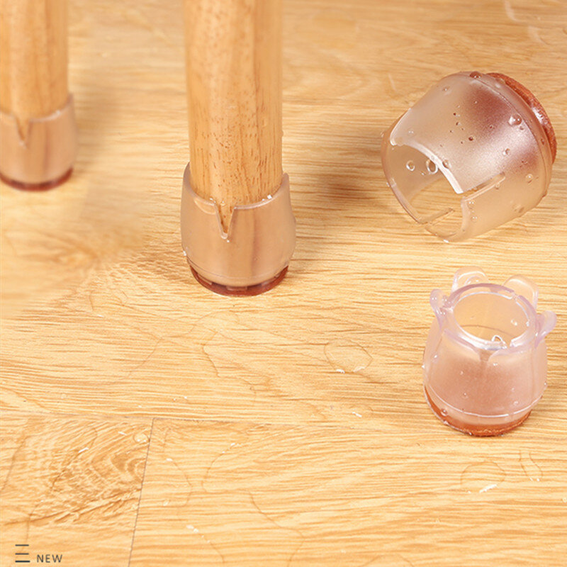 8 stücke Transparent Silikon bein Stuhl Kappen Non-Slip Tisch Fuß Pads Möbel Schutz Untere Abdeckung Socken Holz Boden protector