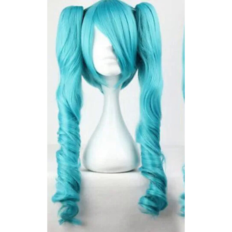 NEW Vocaloid  Two Tone Curly Ponytails blue Full Cosplay Wig