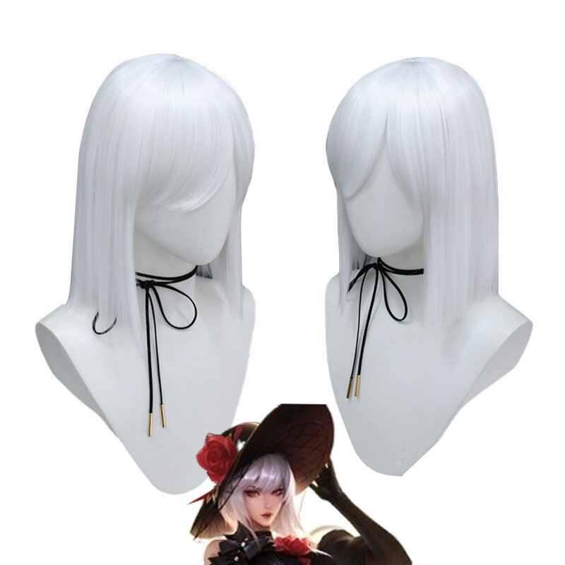Anime Game Cosplay Wig Women White Periwig Adult Comic-Con Headwear Props Personality Simulate Hair Halloween Accessories