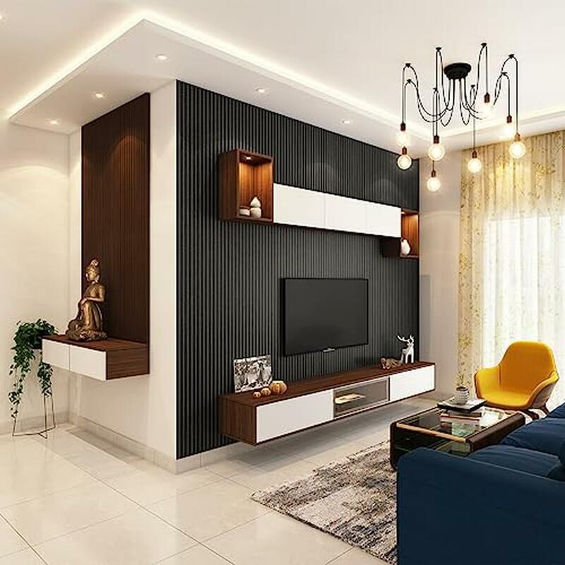 Panel dinding Slat akustik Modern 8-Pack, dekorasi Interior, latar belakang TV ruang tamu, Panel PVC ramah lingkungan tahan api