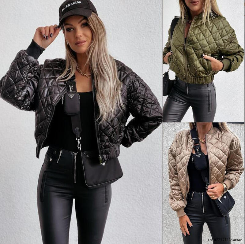Winter Clothes Women's Jackets Coat Fashion Contrast Sequins Quilted Warm Down Jacket Black Top Casual Street Wear