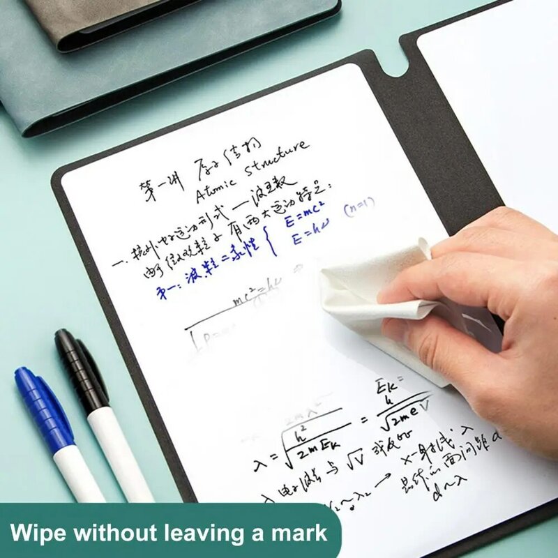 1 Set A5 Notepad papan tulis dengan Marker Whiteboard Notebook sisi ganda dapat digunakan kembali kulit imitasi Shell perlengkapan kantor siswa