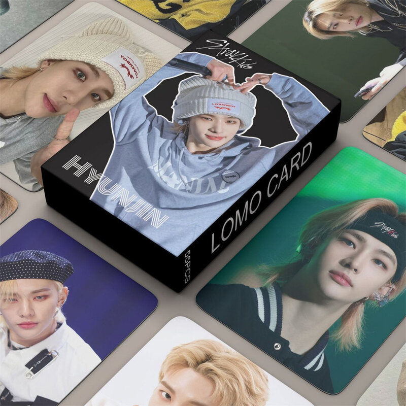 Kpop Idols Hyunjin osobiste zdjęcie karta w pudełku 55 sztuk/zestaw koreański styl karty LOMO wysokiej jakości zdjęcie HD kolekcja dla fanów prezent