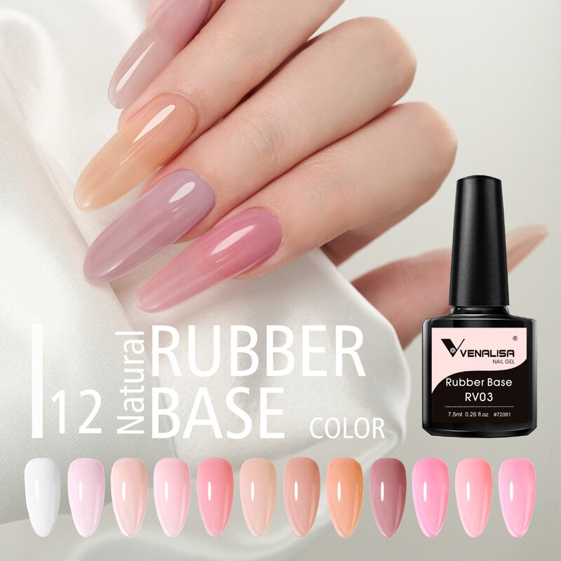 VENALISA Rubber Base Coat Color Baby Boomer Cover Nude French Nail Camouflage Soak off UV LED Jelly Translucent Semi Permanent