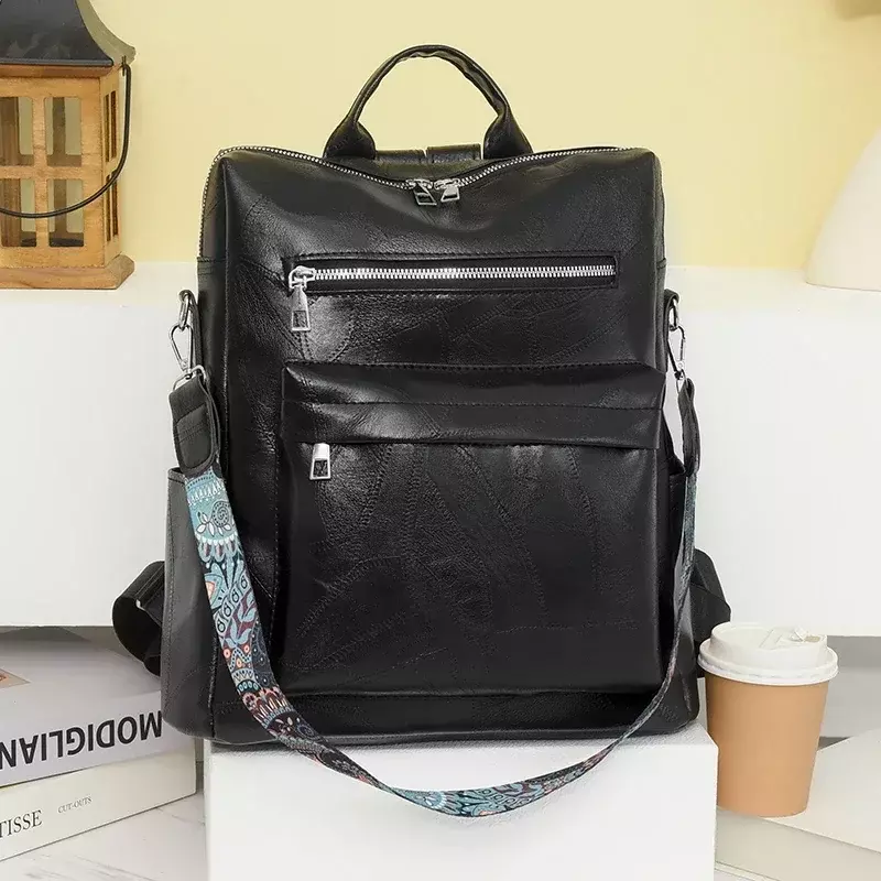 New 2024 High End Versatile British Style Women's Backpack Simple and Fashionable Single Shoulder Bag Soft Leather Commuter Bag
