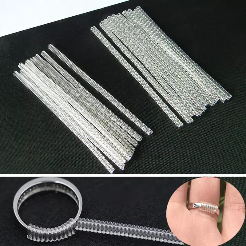 4pcs/Set Jewelry Tools Spiral Based Ring Size Reducer Ring Invisible Transparent Tightener Resizing Tool Jewelry Guard