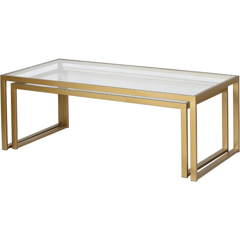 Rectangular Nested Coffee Table in Brass, Modern coffee tables for living room, studio apartment essentials
