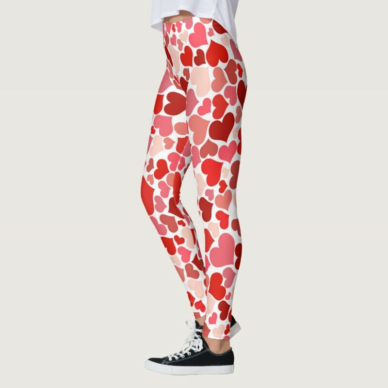 Valentine Day Women's Leggings Costume High Waist Slimming Love Printed Pattern Decor Style Casual Yoga Sports Pants For Women