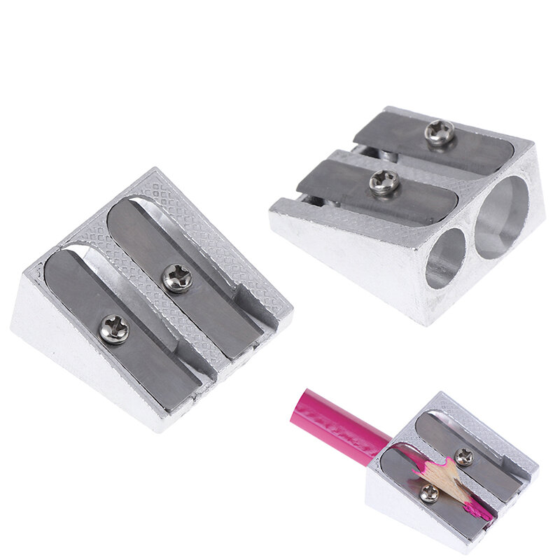2pcs New Reliable Metal Pencil Sharpeners Double Hole Drawing Writing Sharpener