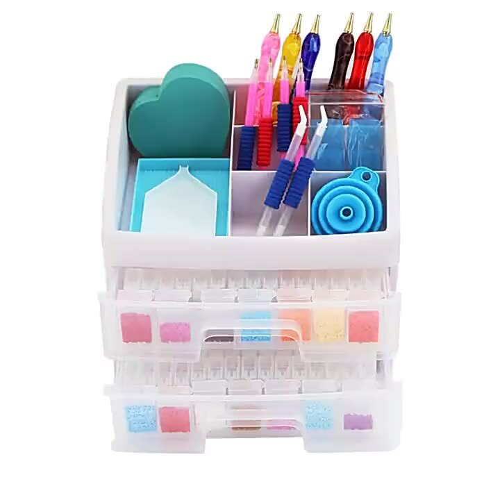 2022 New Arrival diamond painting tool accessories 3 layers storage box including 96 bottles