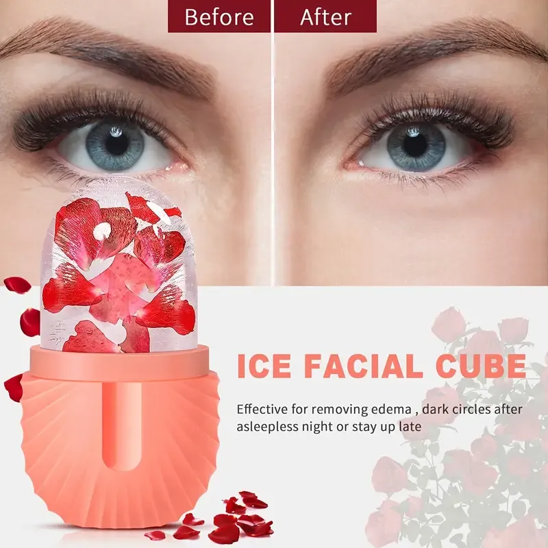 Rodillo Facial de hielo para el cuidado de la piel, herramientas de belleza para el estiramiento, bandejas de cubitos de hielo, bolas de globo de hielo, masajeador Facial, herramienta para el cuidado de la piel