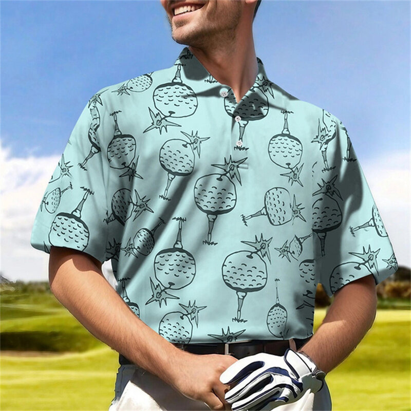 New Golf Harajuku Polo Collar Short sleeved Sweatshirt Men's Polo Shirt Summer Comfortable and Breathable Casual Street Clothing