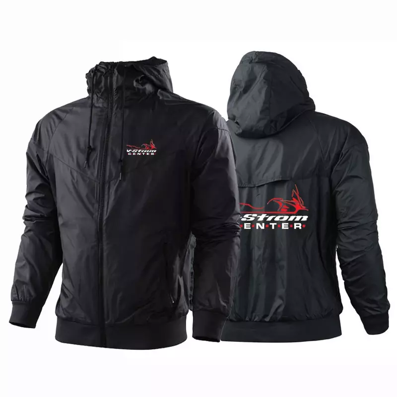 Moto Vstrom 650 V Strom 2024 nuova giacca a maniche lunghe da uomo felpe con cappuccio antipioggia Splice Fashion Zip giacca a vento cappotto Casual Top