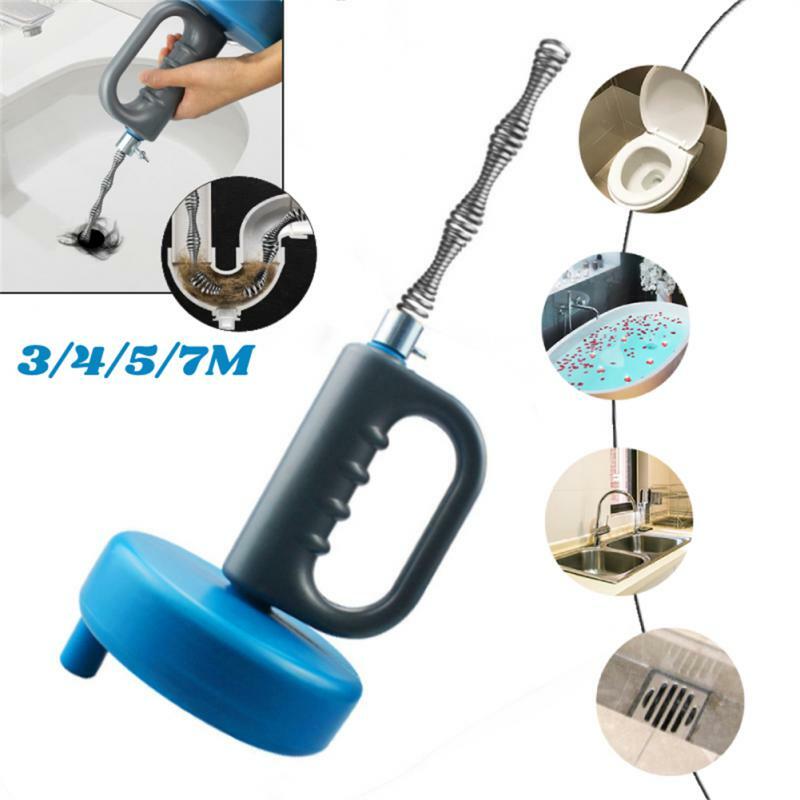 Handheld Sewer Pipe Plunger Dredge Bathroom Kitchen Cleaning Tools 3/4/5/7 Meters Toilet Sink Drain Unblocker Clogged Remover
