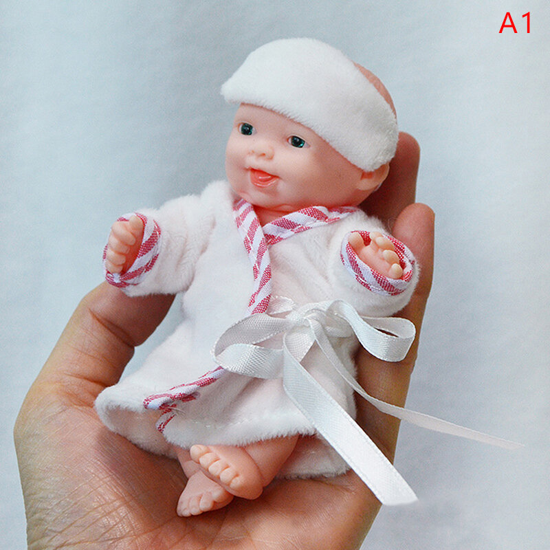 Boneka Terlahir Kembali Boneka Bayi Terlahir Kembali Silikon Boneka Bayi 12Cm Boneka Telapak Tangan Piyama Gaun Simulasi Boneka Bayi Terlahir Kembali Mainan Boneka Bayi