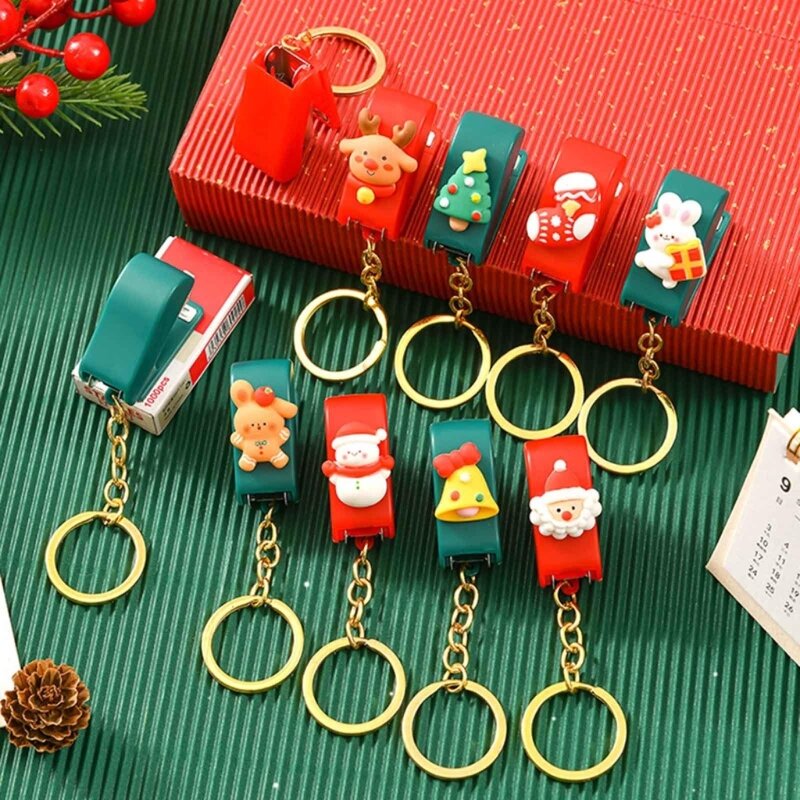 Mini Keychain Stapler and Staple Set 750 No.10 Included for Binding File Paper Document Christmas Party Favor Dropship