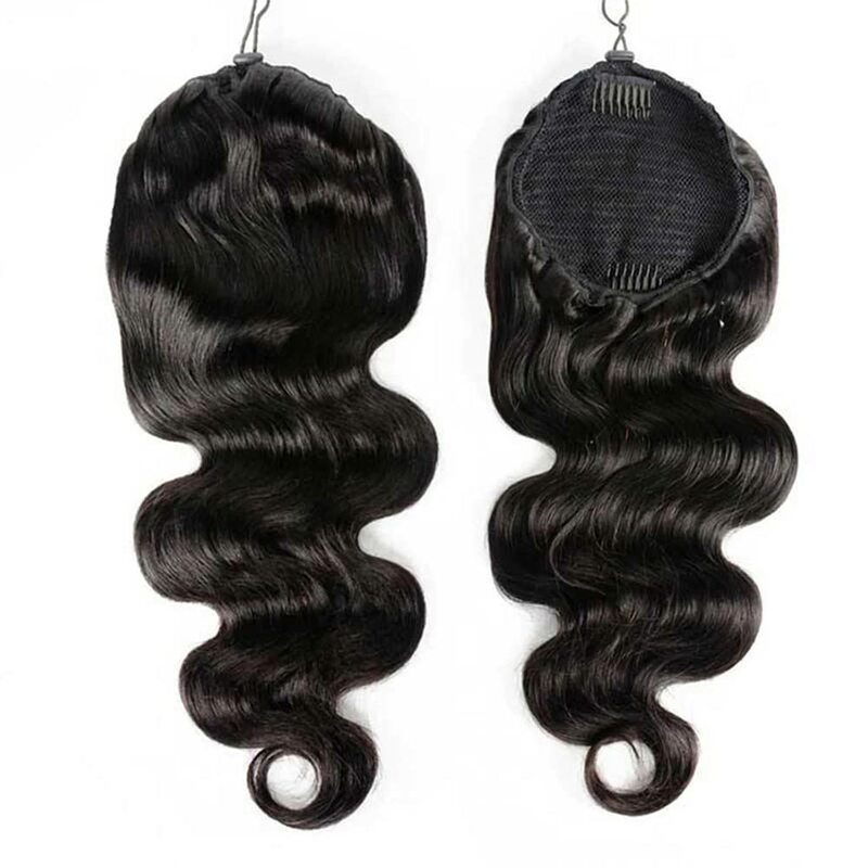 Cola de Caballo ondulada para mujer, extensiones de cabello Natural con cordón, 26 pulgadas