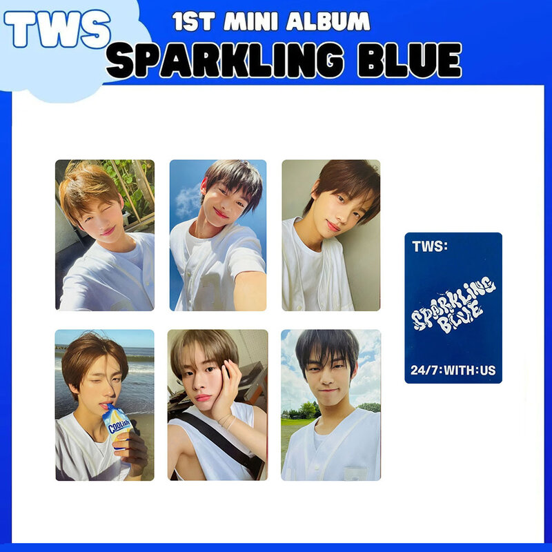 Kpop tws 1番目のミニアルバム、sparkling blueの写真、韓国スタイル、ラッキーロモカードシャイユファン、kyungmin、ファンコレクションギフト、6個セット