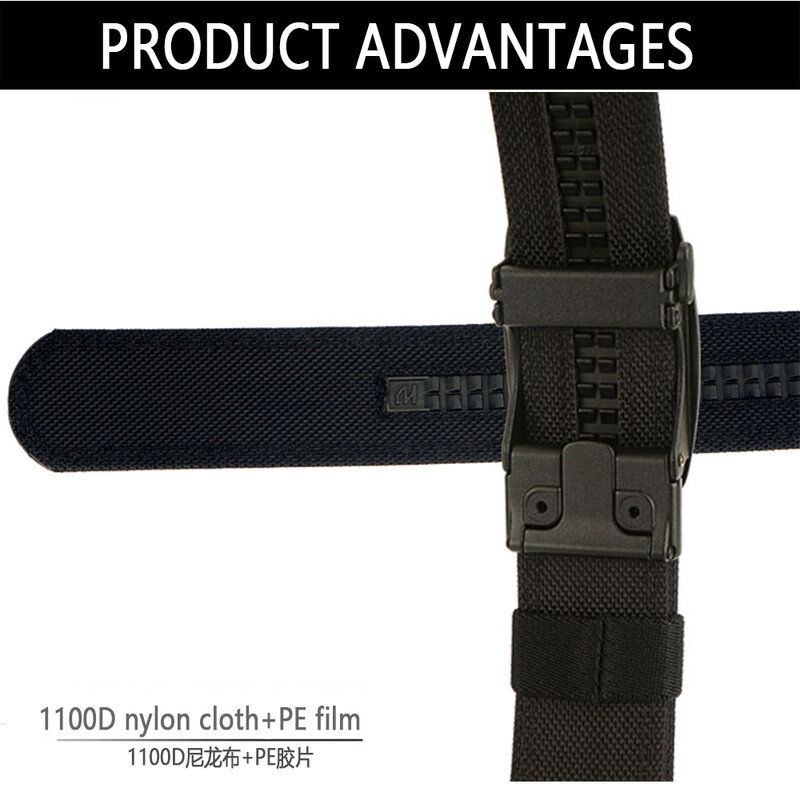 TUSBottles-Ceinture rigide en métal pour homme, ceinture de odorstrucmilitaire automatique, ceinture IPSC extérieure en nylon, ceinture décontractée pour homme, 1100D