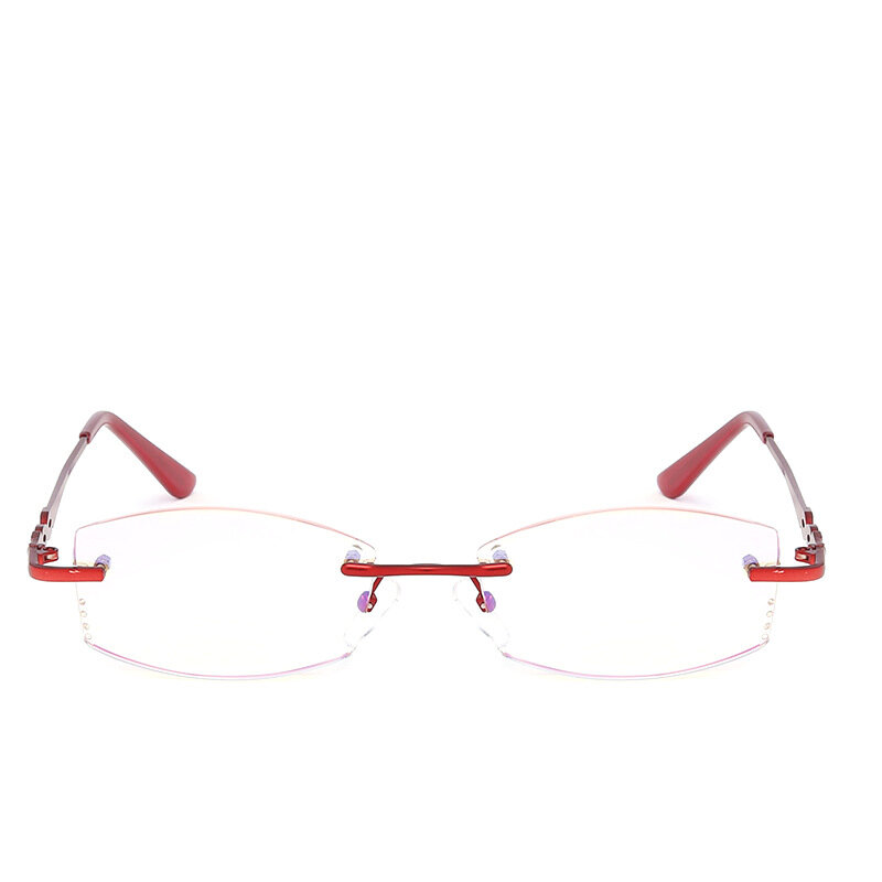 نظارات بدون إطار مضادة للضوء الأزرق للنساء ، ممزقة بالماس ، معدنية لطول النظر الشيخوخي