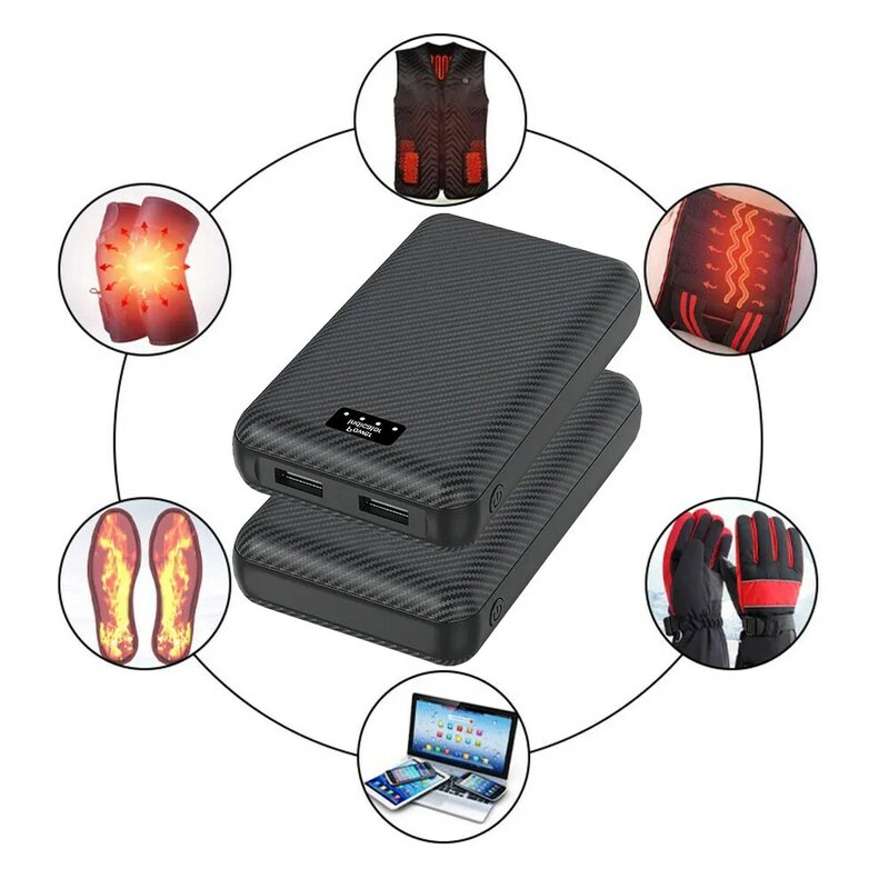 Bateria externa do carregador portátil, Banco de potência para aquecimento Vest Jacket cachecol e luvas, Equipamento de aquecimento elétrico, 30000mAh, 5V, 3A