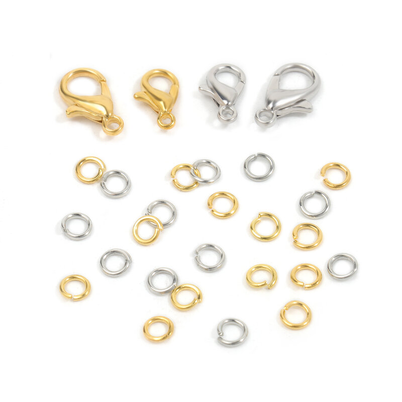 18k WhiteK Gold Color Metal Lobster Clasp Hooks Broken Ring End Connectors Necklace Bracelet Chain DIY Jewelry Findings 10pcs