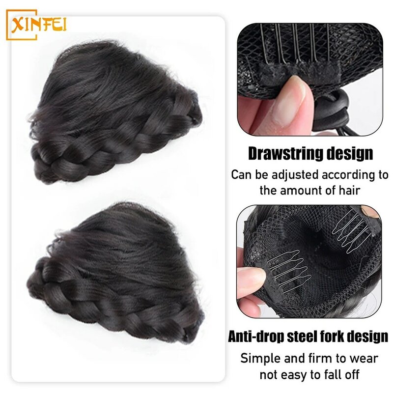 High-temperature Hair Synthetic Wig Women's Increase Hair Sweet Cat Ear Chignon Drawstring Type New Upgrade Hair Accessories Wig