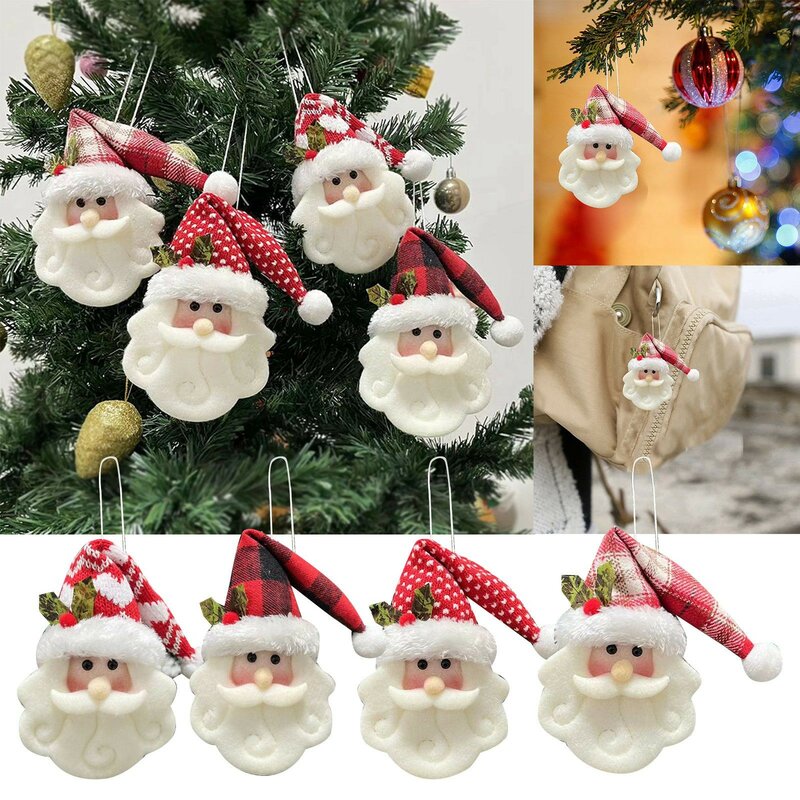 Adornos navideños de felpa para el hogar, colgante de Papá Noel para árbol de Navidad, decoración de Año Nuevo, juguete para niños, 1 unidad, 2024