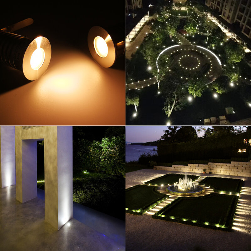 Recesso LED Underground Light, impermeável Deck Lamp, Jardim Quintal, Praça Paisagem, Stair Spot Light, Paisagem ao ar livre, 1W, 3W, IP67, 12V