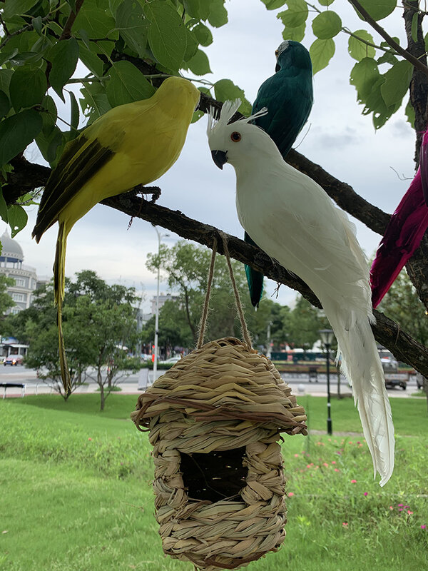25/35Cm Simulasi Burung Beo Dekorasi Taman Kreatif Rumput Figurine Ornamen Hewan Burung Luar Ruangan Taman Pesta Dekorasi Prop