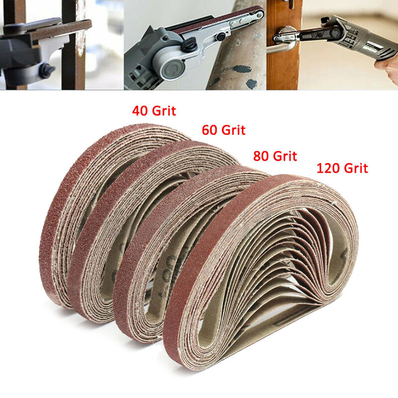 50pcs/Set Sanding Belts Abrasive Bands For 10x330mm Sanders File Sanders Belt Sander Abrasive Tools Wood Soft Metal Polishing
