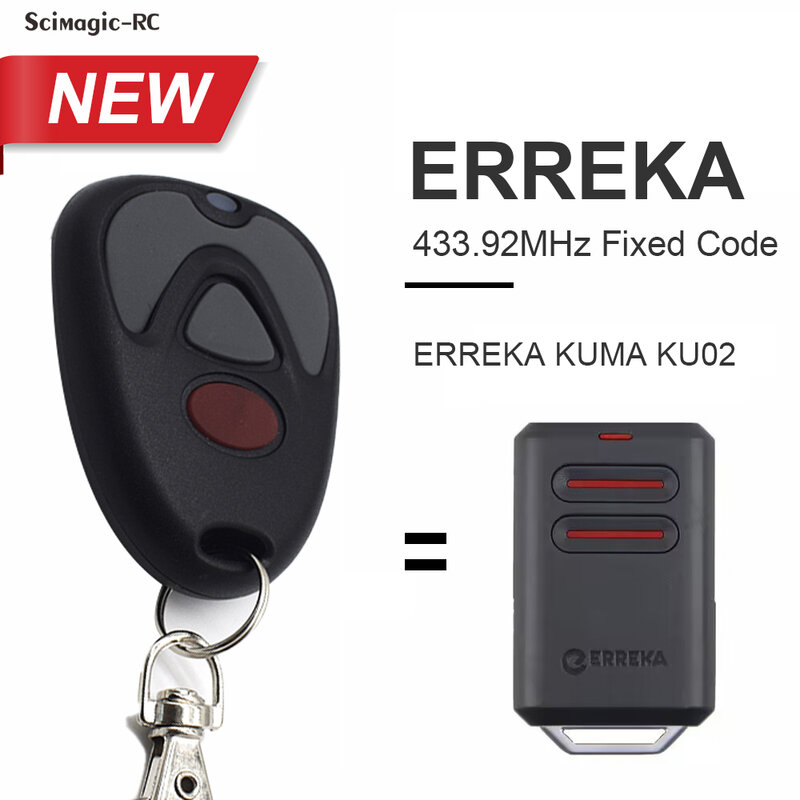 Mando a distancia para puerta de garaje ERREKA KUMA KU02, 433,92 MHz, clon de código fijo mando garaje ERREKA, 433 mhz, nuevo