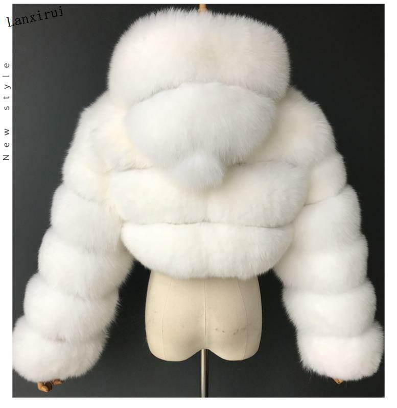 Abrigo de piel sintética con capucha para mujer, chaqueta de piel sintética, abrigo grueso de lujo, alta calidad, Invierno