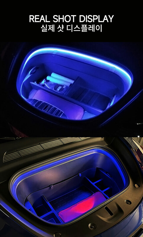 Para tesla 2013-2021 modelo 3 modelo y x s tronco dianteiro do carro inteligente barra de luz 12 v conduziu a lâmpada tubo interior acessórios decorativos