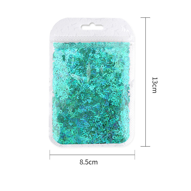 Paillettes holographiques en forme de chiffres, 10 g/sac, pour résine époxy, Laser, flocons, bricolage, décoration d'ongles