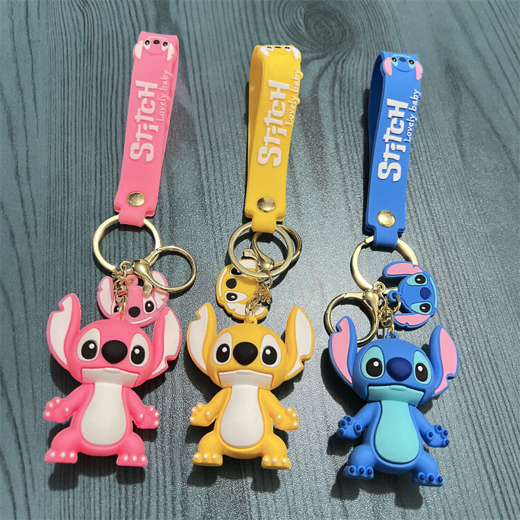 Cute Anima Stitch Cute Wizard Little Gold Wings Keychain Men's and Women's Bags Car Key Pendant Keyring