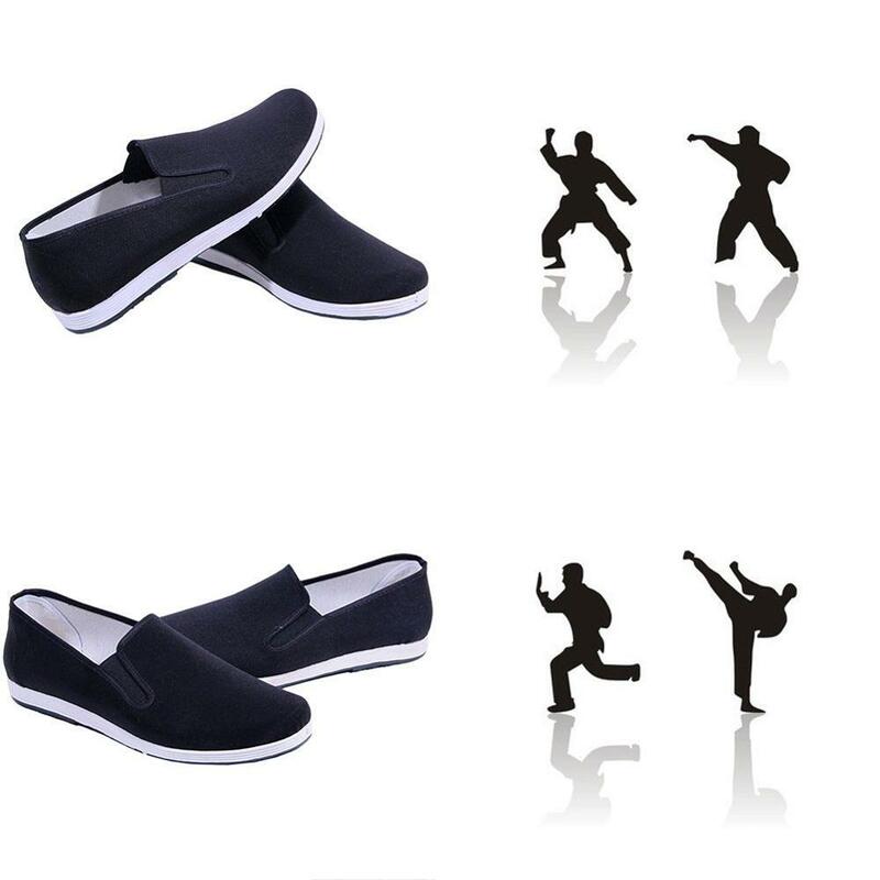 Chinese Traditional Kung Fu Shoes New Wushu Shoes Chinese Kungfu Shoes Black Tai Chi Old Peking Shoes Martial Art Sneakers 35~44