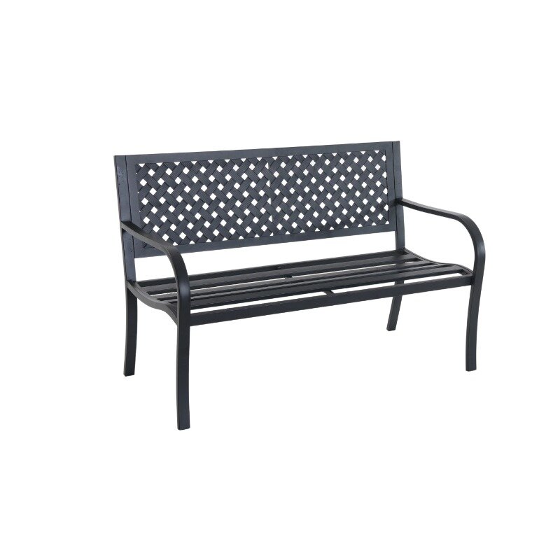 Outdoor Durable Steel Bench - Black