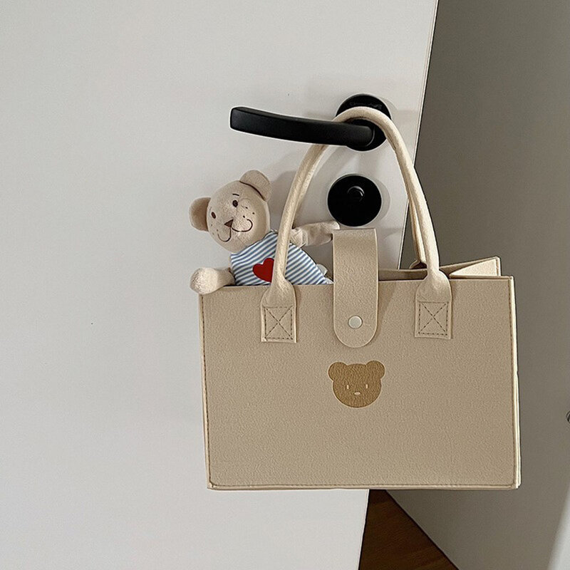 New Creative Bear Pattern Tote Bag borse per la spesa multifunzione in feltro per la spesa borsa regalo di grande capacità con borsa portaoggetti con manico