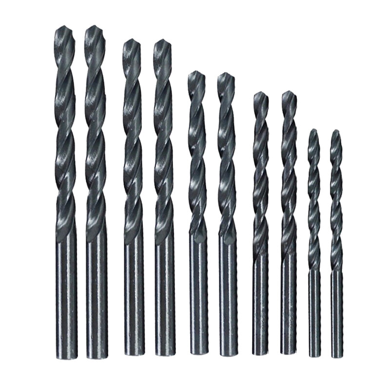 Brocas Hss de acero al carbono, accesorios de repuesto para herramientas eléctricas, revestimiento negro, para madera, Metal, plástico, 3/4/5/6/8mm, 10 piezas