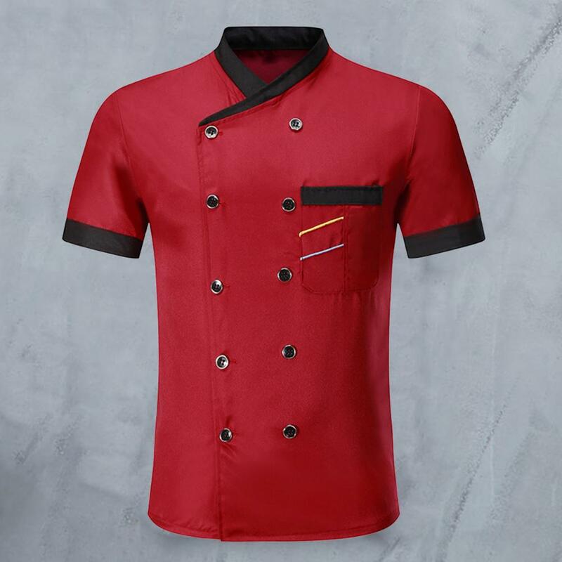 Chef Shirt Super Breathable Cardigan Cook Kitchen Uniform Short Sleeves Diner Cook Kitchen Uniform Restaurant Garment