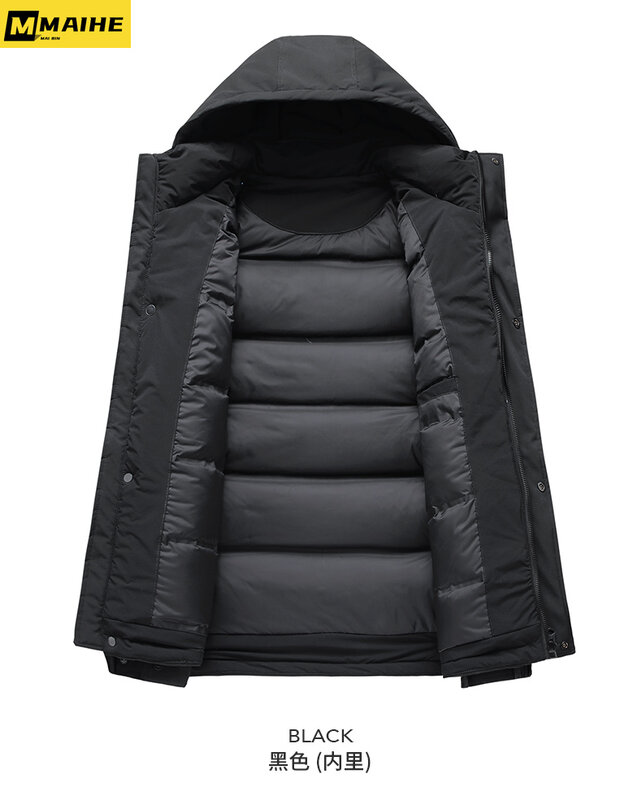 Зимний теплый пуховик для мужчин Корейская версия короткая куртка с капюшоном на белом утином пуху для мужчин Модная трендовая куртка с большими карманами
