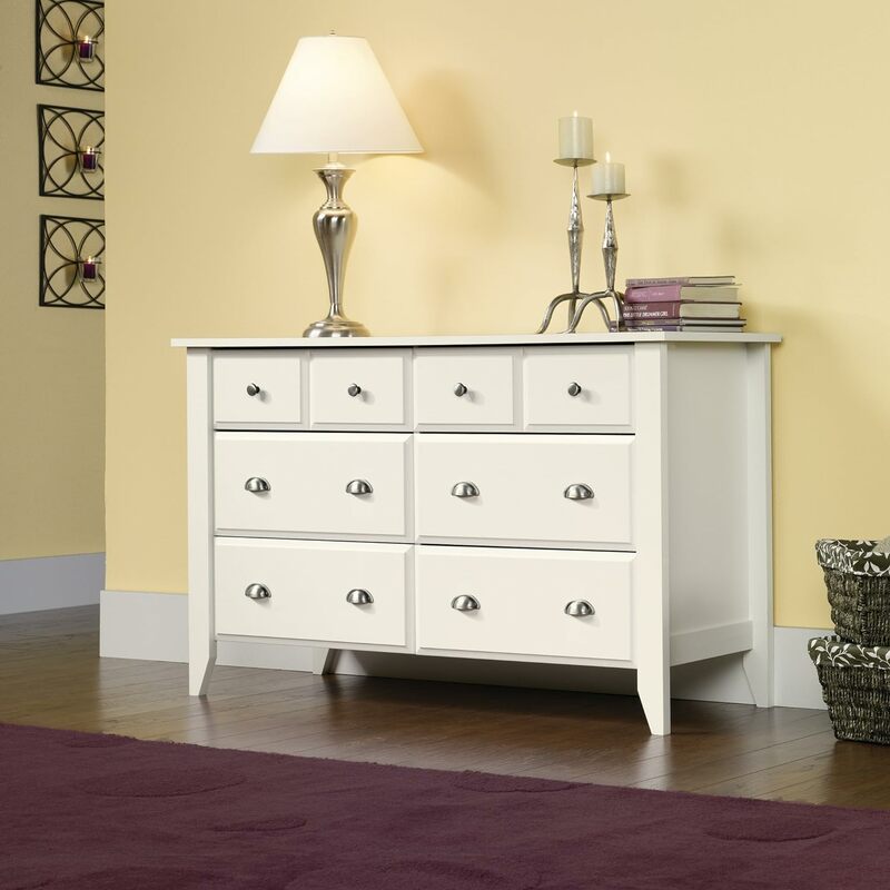 Sauder Shoal Creek Dresser, acabamento branco macio, L: 54,65 "x W: 18,43" x H: 33,03"