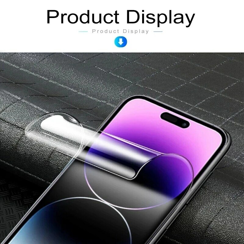 Película de hidrogel para iPhone, Protector de pantalla de cubierta completa, sin cristal, para modelos 14, 13, 12, 11, 15 Pro Max, 7, 8 Plus, 13 Mini, X, XS MAX, 5 unidades