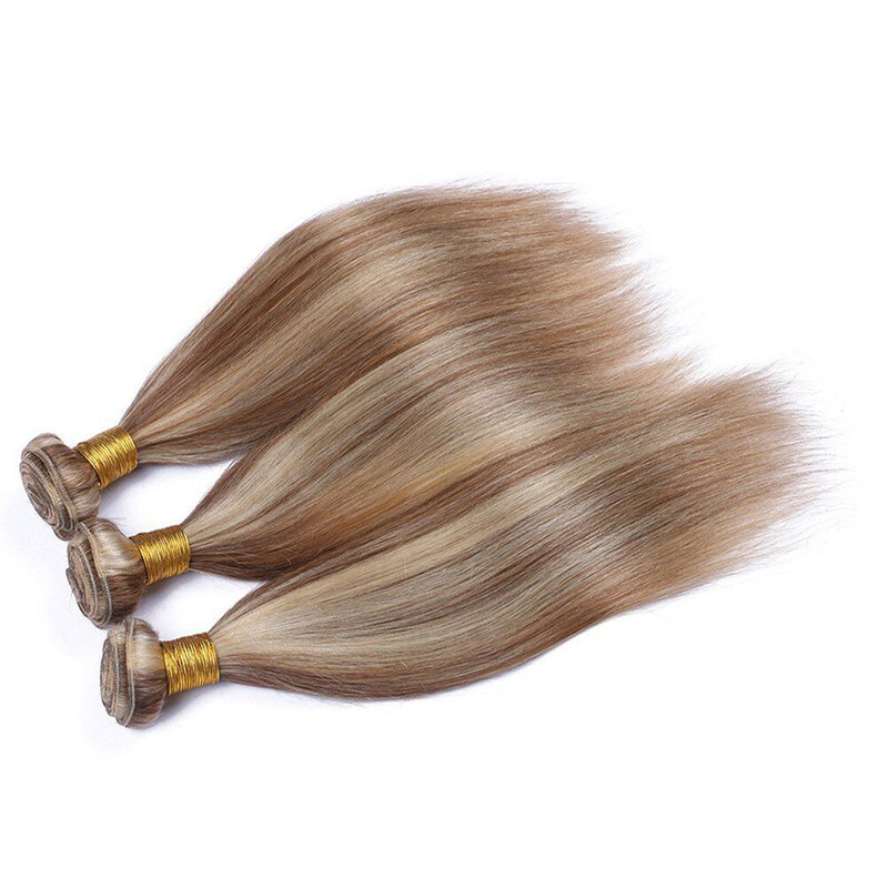 Extensiones de cabello ondulado para mujer, mechones sin cierre, brasileño, Remy, rubio miel, 3 unidades por lote