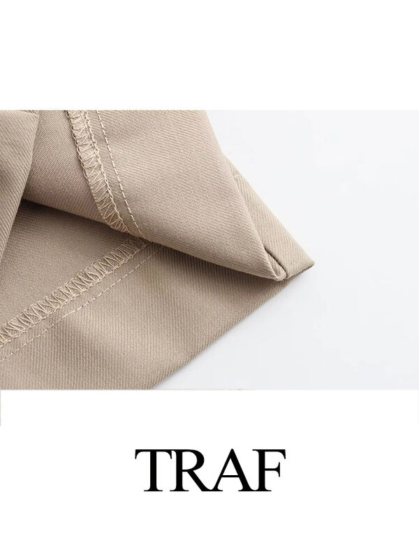 TRAF-Pantalon Évasé Slim pour Femme, Vêtement de Bureau, Taille Haute, à Fermeture Éclair, FJY2K, 2024