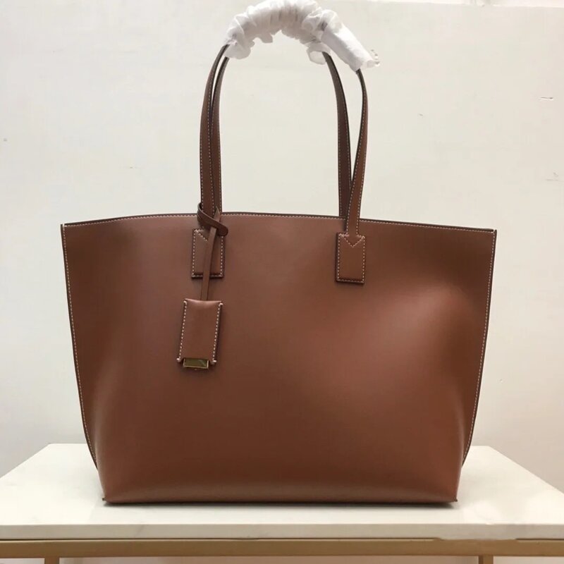 Temperament Luxury Real Leather Tote Bag Lady 2024 Trend Daily Large Capacity Shopping Handbag Work Travel Portable Underarm Bag